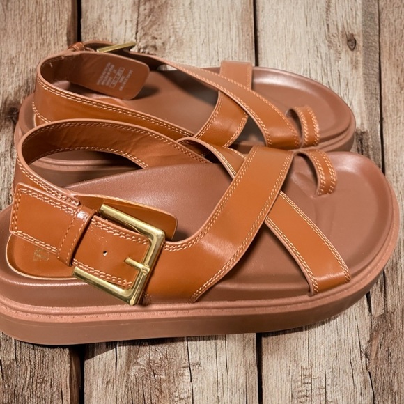 ZARA CROSSED STRAP FLAT SANDALS Size 6.5/7 US (37) - Picture 3 of 14